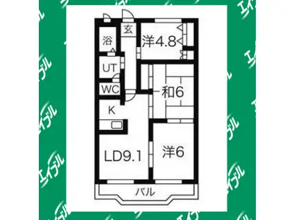 シャトー栗見坂(3LDK/2階)の間取り写真