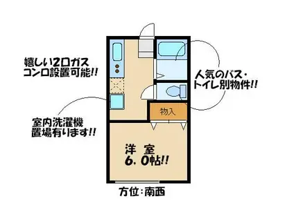 AVENUE FLAT B(1K/2階)の間取り写真