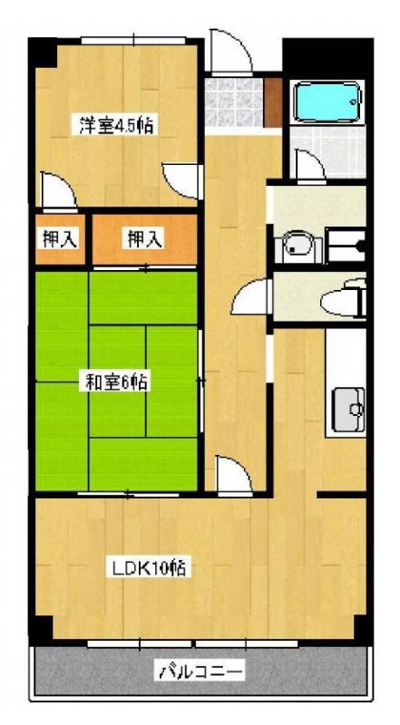 アルファエステート高松町(2LDK/1階)の間取り写真