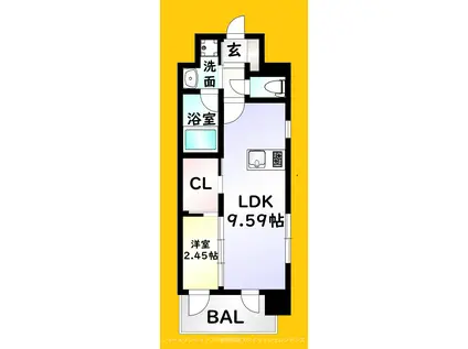 プレジデンス ざ 三萩野(1LDK/2階)の間取り写真