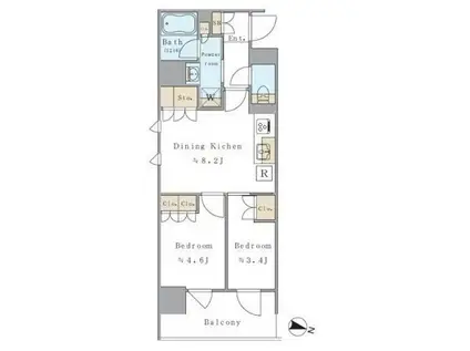 BRILLIA IST 両国(2DK/7階)の間取り写真