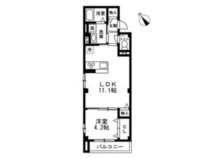 江東区古石場1丁目(1LDK/2階)の間取り写真