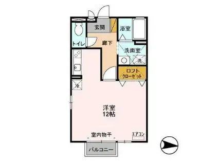 ベルドムールシーティーディー(ワンルーム/2階)の間取り写真