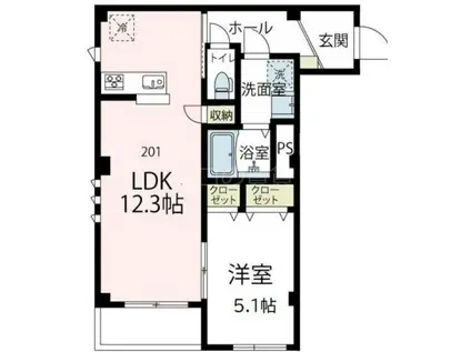カーサ・ビオレッタ(1LDK/2階)の間取り写真