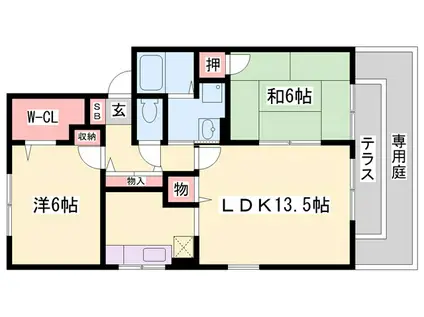 リビング山手(2LDK/2階)の間取り写真