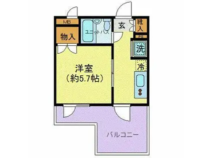 スカイコート目黒(1K/4階)の間取り写真