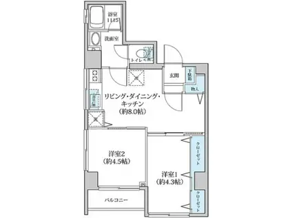 セザール小岩マンション(2LDK/3階)の間取り写真