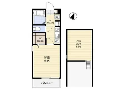 ベラージュ(1K/2階)の間取り写真