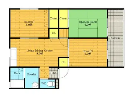 クレアトゥール新堂(3LDK/1階)の間取り写真