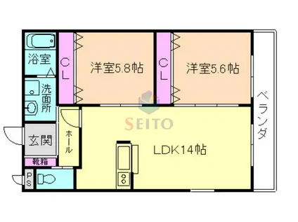 三隆コーポラス3(2LDK/1階)の間取り写真