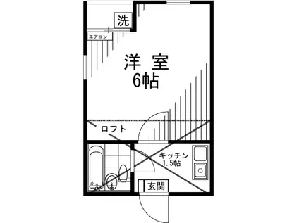 コスモ西(1K/2階)の間取り写真