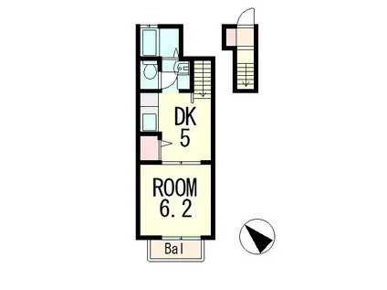 プリムローズ弐番館(1DK/2階)の間取り写真