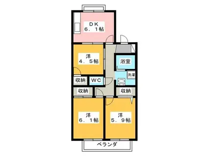 ランディングプレイス A(3DK/1階)の間取り写真