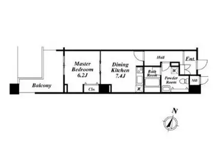 アクロス目黒タワー(1DK/7階)の間取り写真