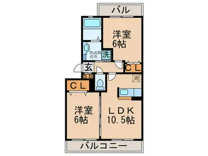 リドアイカ B棟(2LDK/3階)の間取り写真