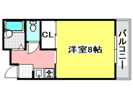 ビューラー山手(1K/3階)の間取り写真