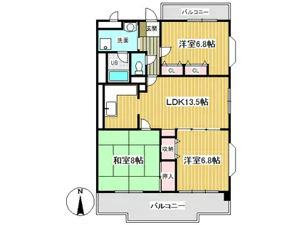 プリメール石神井(3LDK/2階)の間取り写真