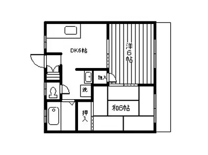 HOUSEつくし A棟(2DK/2階)の間取り写真