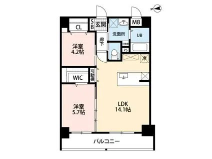 ウイングス熊手(2LDK/6階)の間取り写真