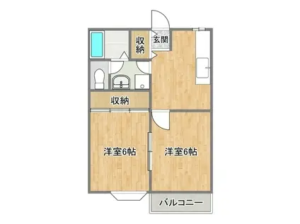 レピュート大江(2DK/1階)の間取り写真