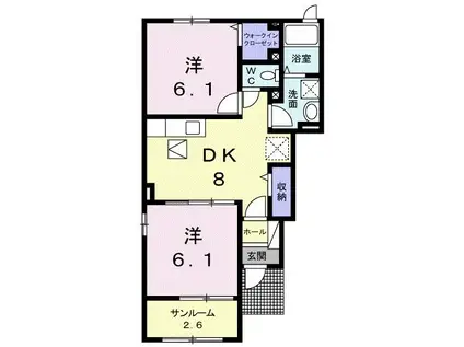 セレーノ I(2DK/1階)の間取り写真