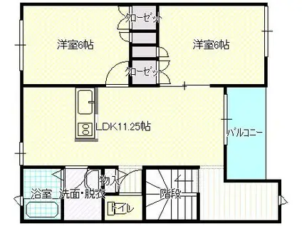 ELEGANTE VIOLA(2LDK/2階)の間取り写真