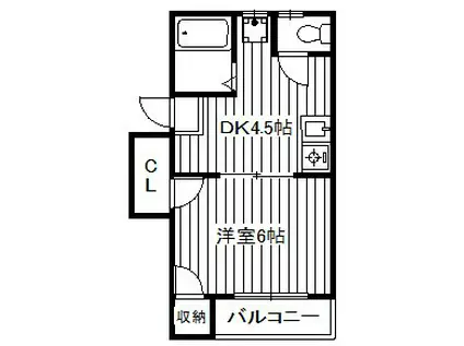 テラス ポアレ(1DK/3階)の間取り写真