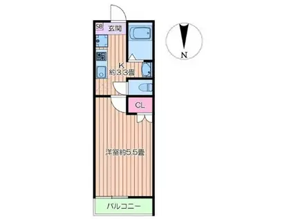 キャット コート コガネ(1K/3階)の間取り写真