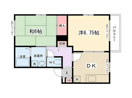 マルキパレス(2DK/2階)の間取り写真