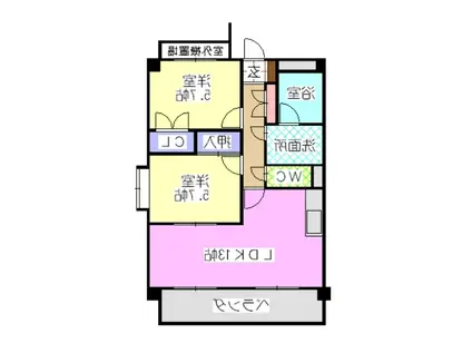 レージュ中根(2LDK/2階)の間取り写真