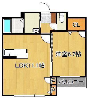 ハーティストK B棟(1LDK/1階)の間取り写真