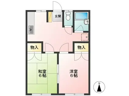 リベルティ2(2DK/1階)の間取り写真