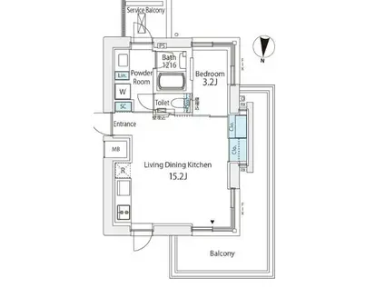 番長會所(1LDK/3階)の間取り写真