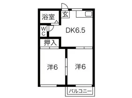 若杉ハイツ(2DK/2階)の間取り写真