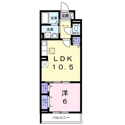 ヒカルサ尼崎神崎町(1LDK/1階)の間取り写真
