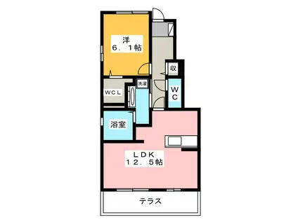 コンフィアンスーフェール(1LDK/1階)の間取り写真