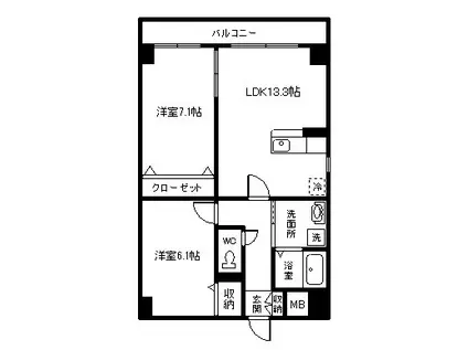 フローリッシュ幡生(2LDK/4階)の間取り写真