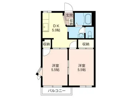 ファミール大川(2K/2階)の間取り写真