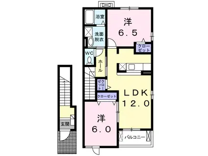 サニー・レジデンスE(2LDK/2階)の間取り写真