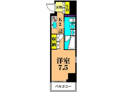 コンフォリア東大井II(1K/1階)の間取り写真