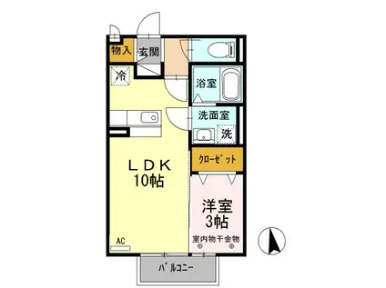 セレッソハイム(1LDK/2階)の間取り写真