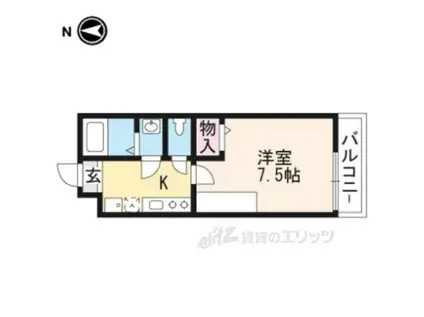 アークリード洛北Ⅱ(1K/4階)の間取り写真