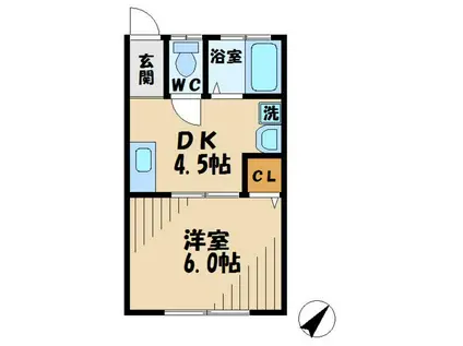 第5白王荘(1DK/2階)の間取り写真