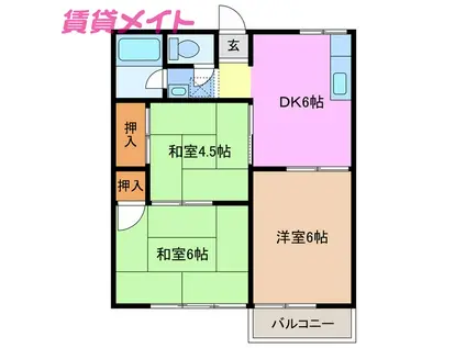 ハイツ山の平(3DK/2階)の間取り写真