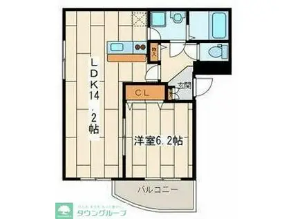 メーラ鶴間I(1LDK/1階)の間取り写真