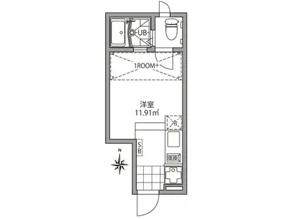 心葉テラス大岡山(ワンルーム/1階)の間取り写真