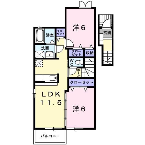 ソレイユ(2LDK/2階)の間取り写真