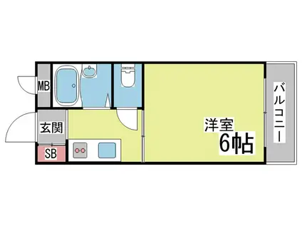 六甲アサヒ(1K/3階)の間取り写真