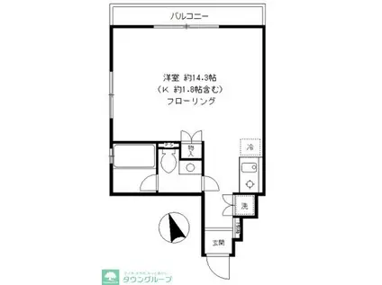 麻布イーストコート(ワンルーム/3階)の間取り写真