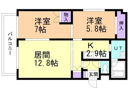 ベイシティ(2LDK/5階)の間取り写真